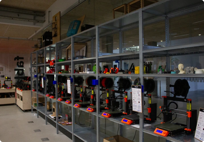 række af 3D-printere